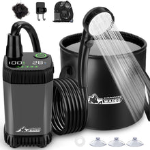 Load image into Gallery viewer, 2026 Upgraded Portable Shower for Camping, Rechargeable Camping Shower with LED Display, 5 Gal Collapsible Bucket, 5 Adjustable Speeds, IPX8 Waterproof Portable Shower Kit for Hiking, Car, Pet, Travel