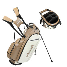 Load image into Gallery viewer, Elegant PU Leather Golf Stand Bag, 6-Way Divider, Khaki Off-White