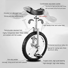 Load image into Gallery viewer, 16INCH Balance Bicycle Unicycle for Young Adults, Ergonomic Saddle, Adjustable Height for Weight Loss & Fitness