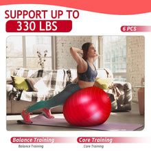 Load image into Gallery viewer, Hungdao 6 Pack 22 Inch Heavy Duty Exercise Balls Inflatable Pregnancy Yoga Pilates -(Red)