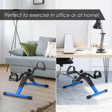 Load image into Gallery viewer, Folding Pedal Exerciser, Mini Exercise Bike Under Desk Bike Foot Pedal Exerciser - Blue