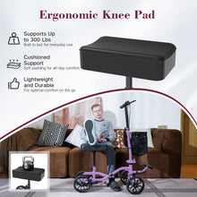 Load image into Gallery viewer, Fvzzin Lightweight Knee Scooter Crutch Alternative, Foldable & Adjustable Knee Scooter for Adults for Foot Surgery, Steerable Knee Walker with Detachable Basket, Includes DIY Stickers-Cream Purple