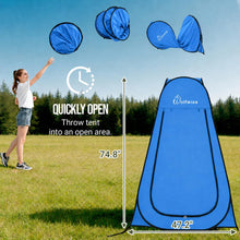 Load image into Gallery viewer, Wolfwise Pop Up Shower Tent for Camping Essentials, Portable Instant Changing Tent with Ventilation Window & Carry Bag, Privacy Dressing Room Bathroom Toilet for Beach & Outdoor, Spacious, Blue