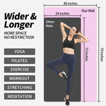 Load image into Gallery viewer, Hatha Yoga Extra Long TPE Yoga Mat 79" x 40” x 1/2" Thick Non-slip Exercise Mat for Home Gym Use, Yoga, Pilates, Fitness & Workouts (Pink)