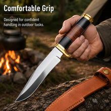 Load image into Gallery viewer, WARIVO KNIFE 12-Inch D2 Bowie Hunting Knife with Leather Sheath
