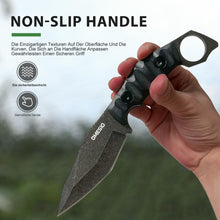 Load image into Gallery viewer, Omesio Fixed Blade Knife Set 420 Stainless Steel Tactical Survival EDC Full Tang Knife for Hunting Hiking Men, ABS Anti-Slip Handle, Ideal for Gifting, Full Black