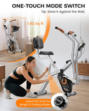 Load image into Gallery viewer, Pooboo Foldable Stationary Exercise Bike with Elliptical Mode, 8-Level Magnetic Resistance-Sliver Grey