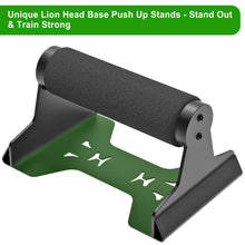 Load image into Gallery viewer, SELEWARE Push Up Bars, Heavy-Duty Steel Pushup Stands with NBR Rubber Covered Wood Handles, Non-Slip Lion Design Base Parallettes Bars for Push Ups, Calisthenics, Handstand & Strength Training