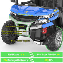 Load image into Gallery viewer, 24V Electric Ride On Dump Truck for Kids - 2-Seater 4WD 6 Wheels Remote Control Car with Dump Bed | Blue