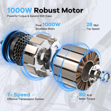 Load image into Gallery viewer, Cybervelo 1000 Peak Electric Bike for Adults,up 80 Miles Removable Battery Ebike, 26" Electric E Bike with 7-Speed,Adult Electric Bicycles