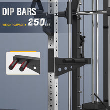 Load image into Gallery viewer, DONOW Smith Machine with Weight Stacks, Power Cage Home Gym System with LAT Pulldown Cable Crossover Multi-Functional Trainer with Dual Pulley System with Weight Bench Cast Iron Weight Plates 240lbs