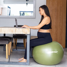 Load image into Gallery viewer, BABYGO Birthing Ball - Pregnancy Yoga Labor & Exercise Ball & Book Set Trimester Targeting (Olive, 65cm)