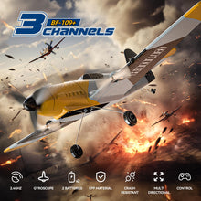 Load image into Gallery viewer, RC Plane 3 Channel BF-109 Remote Control Airplane Fighter Toys,2.4GHz 6-axis Gyro Stabilizer RTF Glider Aircraft Plane with 2 Batteries