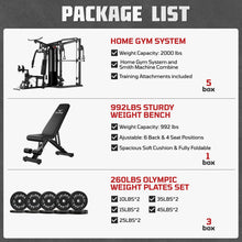Load image into Gallery viewer, JELENS Home Gym System, 150LB Weight Stack Smith Machine- (Black, 260LBS Black Weights Package)