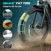 Load image into Gallery viewer, Electric Bike for Adults, 26" x 4.0 Fat Tire Ebike, 1475W Peak Motor Torque Sensor Electric Mountain Bike, 25MPH Electric Bicycle