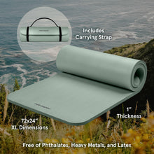 Load image into Gallery viewer, Retrospec Solana Yoga Mat 1" Thick w/Nylon Strap for Men & Women - Non Slip Exercise Mat for Home Yoga, Pilates, Stretching, Floor & Fitness Workouts - Sage