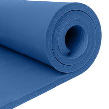Load image into Gallery viewer, Retrospec Solana Yoga Mat 1" Thick w/Nylon Strap for Men & Women - Non Slip Exercise Mat for Home Yoga, Pilates, Stretching, Floor & Fitness Workouts - Denim Blue