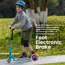 Load image into Gallery viewer, =Kids Electric Scooter for Boys and Girls Ages 6-12 or 8-12, with Hand Accelerator, LED Lights, 2 Speed Levels, 110lbs Max and Height Adjustable