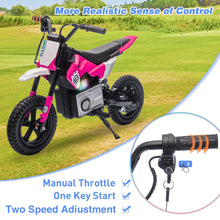 Load image into Gallery viewer, 24V Kids Electric Dirt Bike for 5-15 Years Old, Ride on E Motorcycle, 3.11-9.32MPH Speed, Rear Shock Absorber, LED Breath Lamp, Pink