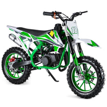 Load image into Gallery viewer, 49cc 2-Stroke Kids Dirt Bike, Gas Power Motocross, Mini Motocross Motorcycle, Off-Road Dirt Bike with Front/Rear Disc Brakes, Green
