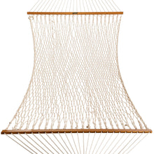 Load image into Gallery viewer, Original Pawleys Island Deluxe Oatmeal DuraCord Rope Hammock – 13 ft. x 60 in., 2-Person, 450 lb Capacity, Oak Spreader Bar, Zinc-Plated Hardware, Handcrafted in the USA