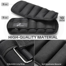 Load image into Gallery viewer, Sportneer Adjustable Ankle Weights Set - 1 Pair (2-10 lbs) Removable Sandbags- Black