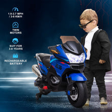 Load image into Gallery viewer, 12V Kids Electric Motorcycle with Training Wheels, Battery Power Ride on Motorbike, Blue