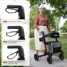 Load image into Gallery viewer, Rollator Walker for Seniors/Adults Foldable in Two Directions Rolling Walker with Seat 330 lbs Capacity 4 Big 8 inch Wheels Hand Grips Adjustable Height Lightweight Aluminum Walker 7204(Red)