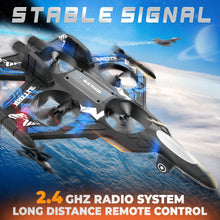 Load image into Gallery viewer, 360° Flip Fighter Jet Toy with Colorful LED Navigation Lights Blue, Toys for ages 8-13