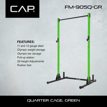 Load image into Gallery viewer, CAP Barbell Power Rack with Pull Up Bar & Attachments - Green