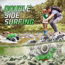 Load image into Gallery viewer, Amphibious Monster Truck Toys, 1:20 Waterproof Dinosaur Monster Trucks for Boys Age 4-7, 2.4GHz All Terrain RC Cars with 2 Batteries