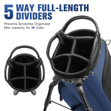 Load image into Gallery viewer, RIOROO 5 Way Golf Stand Bag with Full Length Dividers, Lightweight Golf Bag with Rain Cover, 6 Zippered Pockets & Cooler Bag, Breathable Straps