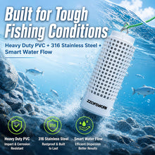 Load image into Gallery viewer, Bait Cage for Fishing, Chum Bucket & Bait Barrel, PVC Fish Chum Cage with 316 Stainless Steel, Bait Bucket for Saltwater Fishing, 360° Water Flow, Indestructible with 32Feet Glow Rope (Small)