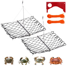 Load image into Gallery viewer, 2Pack Crab Trap, Castable Crabbing Net with Bait Clip Foldable Crab Snare with Red Gauge & Bait Clip for Dungeness, Blue Crabs & Lobster - Crabbing Equipment for Pier, Jetty & Surf Fishing