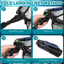Load image into Gallery viewer, Windyun 3 Pcs Folded Fish Trap Includes Landing Net with Telescoping Pole Handle Cylindrical Hexagon Bait Bag Rope Bait Traps for Fishing Crab Crawfish Shrimp Lobster Accessories