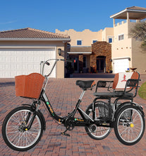 Load image into Gallery viewer, Adult Tricycle 7 Speed, Adult Trikes, 20/24 Inch 7 Speed Three Wheel Bikes with Basket/Child seat (20in,Black)