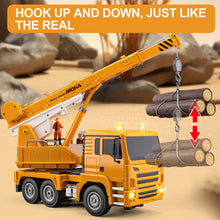 Load image into Gallery viewer, 13 Channel RC Crane Truck, 2.4G Remote Control Crane Toy Construction Vehicles with Lights, Sounds, Hook Up and Down