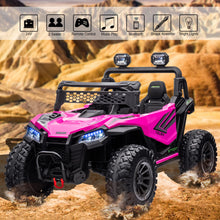 Load image into Gallery viewer, 24V Ride On UTV with Remote Control for Girls Boys, 4X4 4WD Off-Road Ride on Car, Rechargeable Kids Electric Vehicle, Pink