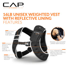 Load image into Gallery viewer, CAP Weighted Vest for Women & Men 16lb – Reflective Fitness Vest for Walking, Running, Cardio, Rucking, & Strength Training, Black