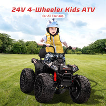 Load image into Gallery viewer, 24V Ride on Car 4WD Quad Electric Vehicle, 4x80W Powerful Engine, with 7AHx2 Large Battery, Accelerator Handle, Black