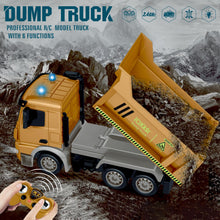 Load image into Gallery viewer, Remote Control Dump Truck Toys - RC Construction Vehicles with Blue Warning Lights, Trucks Toy