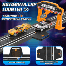 Load image into Gallery viewer, Slot Car Race Track Sets for Boys,Race Car Track with 4 High-Speed Slot Cars,Battery or Electric Car Track