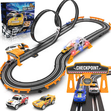 Load image into Gallery viewer, Slot Car Race Track Sets for Boys,Race Car Track with 4 High-Speed Slot Cars,Battery or Electric Car Track