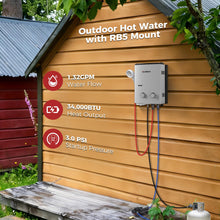 Load image into Gallery viewer, CAMPLUX ENJOY OUTDOOR LIFE 1.32 GPM Outdoor Portable Propane Tankless Water Heater with 1.2 GPM Water Pump Kits, Gray