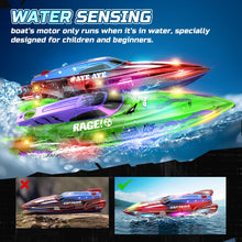 Load image into Gallery viewer, 2 Pack 13 inch Remote Control Boat for Kids, 4 Batteries, 2.4Ghz RC Racing Boat with LED Lights for Pools and Lakes, Summer Water