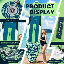 Load image into Gallery viewer, InnoExpo 11' Inflatable Stand Up Paddle Boards with Premium Accessories, Wide Stable SUP Paddle Board Design, Non-Slip Comfort Deck for Youth & Adults (Dynamic/Kayak Seat)
