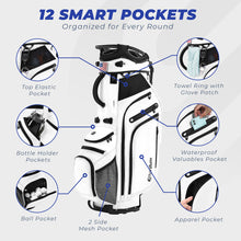 Load image into Gallery viewer, Sturdum 14 Way Golf Stand Bag with 12 Pockets n Full-Length Dividers