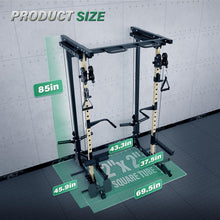 Load image into Gallery viewer, MAJOR FITNESS Drone3 Power Rack, 2500lbs Multi-Function Home Gym Squat Rack with Dual Pulley System, Pull-Up Bar & J-Hooks, Heavy-Duty Steel Frame for Maximum Stability & Strength Training