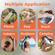 Load image into Gallery viewer, LeBeiXon 7-Piece Camping Shower Kit with Shower Pump, Foldable Bucket, 6.5ft (2m) Hose, 180° Adjustable Metal Hook, Shower mat, loofah, and mesh Storage Bag.