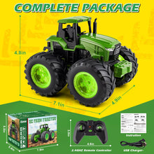Load image into Gallery viewer, Remote Control Tractor Toys, Light Up Farm Monster Trucks Toy, 2.4 Ghz RC Tractor Toys